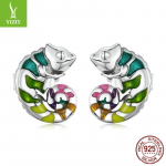 Platinu dengti chameleon tipo auskarai-studai vyrams ir moterims, mielas gyvūnas S925 sidabrinis kūnas auskarai Bse587 925 silver