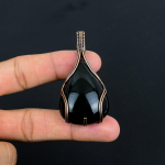 Juodo Obsidiano Akių Pakabukas Brangakmenio Rankų Darbo Papuo&scaron;alas, 999 Vario Vielos Aptintas Pakabukas, Dovana Žmonai Papuo&scaron;alas 2.43 Inches