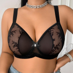 Seksualūs tiulio be pamink&scaron;tinimo patogūs kvėpuojantys apatiniai moterims su pakeliančiu ir &scaron;onus priglundančiu lankeliu, plius dydžio liemenėlė 90D