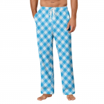 Vyri&scaron;kos laisvalaikio kelnės su ki&scaron;enėmis ir rai&scaron;teliu, languotas dryžuotas ra&scaron;tas, laisvalaikio kelnės su ki&scaron;enėmis, namų pižaminės kelnės L mėlyna