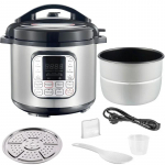 Daugiafunkcis elektrinis nerūdijančio plieno puodas, daugiafunkcis puodas, ryžių virimo puodas, sriubai, ko&scaron;ei, maisto &scaron;ildytuvas, virtuvė, 220V, 6L Silver&EU