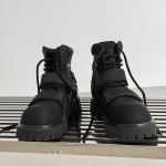 Niche Rudeniniai Velcro Martin Auk&scaron;takulniai Unisex Motociklininkų Batai su Auk&scaron;čio Didinimu 38 Women's juoda