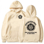 Supernatural Winchester Brolių Hoodies Žieminiai ilgomis rankovėmis su gobtuvu džemperiai Moletom Masculino Laisvalaikio vyri&scaron;ki mink&scaron;ti su ki&scaron;enėmis megztiniai S beige