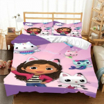 Gabbys D-Dollhouse patalynės komplektas antklodės užvalkalas antklodė lova vienvietis dvivietis pilnas karalienės jaunimo vaikų mergaitė berniukai dovana karali&scaron;ko dydžio patalynės komplektas EU single(135x200cm)