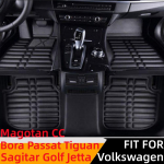 Sinjayer 3D vandeniui atsparūs automobilio grindų kilimėliai priekiniai ir galiniai grindų pamu&scaron;alai, skirti Volkswagen VW Sagitar Golf Jetta Bora Passat Tiguan Passat19-20 BLACK