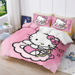&bdquo;Hello Kitty&ldquo; spausdintas miegamojo patalynės komplektas, antklodės užvalkalas, kalėdinės dovanos, komforti&scaron;kas animacinis filmas su pagalvės užvalkalu 150*200cm 3pcs