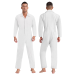 Modern Men's Bodysuit S-3XL: Sleek Solid Color Jumpsuit featuring Long Sleeve, Turn-Down Collar and Full-Length Front Zipper XXL balta