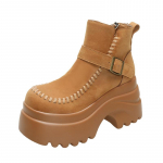 Dizainerio Auk&scaron;tos Platformos Ankle Boots Moteri&scaron;ki Suede Odiniai Batai Moteriai Ruduo Žiema Sniego Batai Tendencija Vaik&scaron;čiojimo Botas Mujer 9.5CM 35 oranžinė