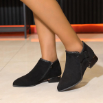 Moteri&scaron;ki kasdieniai kelioniniai patogūs ir madingi a&scaron;triais priekiais &scaron;oniniu užtrauktuku žemu kulnu ankle boots moteri&scaron;ki odiniai batai plati 36 juoda