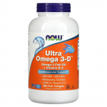 NOW Foods, Ultra Omega 3-D, EPA 600/DHA 300, 180 žuvies mink&scaron;tųjų kapsulių