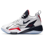 Air Jordan Zoom 92 GS Olimpinės Baltas Obsidianas Tikrai Raudonas Metalinis Sidabras CN9138-101 35.5