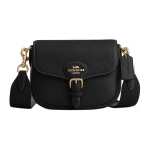 Coach Amelia 16 Vienspalvė Nuimama Peties Rankena Atvartas Odinė Crossbody Rankinė Maža Moteri&scaron;ka crossbody rankinė Juoda CP001-IMBLK Basic Set (Bag+Dust Bag)