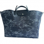 Longchamp Le Pliage Logotipo Spaudinys Reguliuojama Nuimama Medvilninė Kelioninė Rankinė Moteri&scaron;kos Rankinės Tamsiai Mėlyna 1624HEL006 Basic Set (Bag)