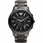 Emporio Armani Renato XLarge Juodo Keramikos Juodas Vyri&scaron;kas Kvarcinis Chronografas Laikrodis AR1451 juoda
