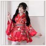 Tradicinis Kimono Cosplay Kostiumas Vasaros Stiliaus Spaudinys Patobulinta Yukata Kimono Moteri&scaron;kas Kostiumas onesize raudona