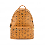 MCM konjako spalvos Visetos kuprinė su kniedžių detalėmis ir auksiniais metaliniais elementais, didelė mokyklai, kelionėms, kasdieniam ir lauko naudojimui Basic Set (Bag+Dust Bag)