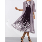 Dalių &scaron;ifono su spauda, aptempta ilga suknelė moterims, madinga ir eleganti&scaron;ka M tamsiai violetine spalva