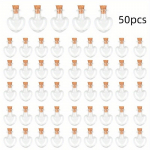 50/100 vnt. Mini &scaron;irdelės formos stikliniai buteliukai su kam&scaron;teliais 2ml Ovalūs permatomi &scaron;irdelės formos mėginiams laikyti Namų dekoras