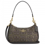 Coach Teri 24 Prekės ženklo spaudinys Auksinis logotipas Metalinis žakardas Crossbody Pečių krep&scaron;ys Vidutinis Moteri&scaron;ki krep&scaron;iai Anglies spalvos CCZ02-IMYF5 Basic Set (Bag+Dust Bag)