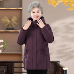 Naujo stiliaus žiemos pūkinė medvilninė striukė vidutinio amžiaus ir vyresnio amžiaus moterims - Storas &scaron;iltas močiutės paltas 5XL recommends for 150-165 kg black