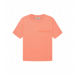 Fear of God Essentials Fw22 Ss Mar&scaron;kinėliai Koraliniai Su Logotipu Velūriniai Apvaliu Kaklu Megztinis Trumpomis Rankovėmis Amerikieti&scaron;ki Sunkūs Mar&scaron;kinėliai Unisex Koralų Raudonumo FOG-FW22-084 XL