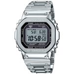 Casio laikrodis G-Shock su Bluetooth, pilnai metalinis, radijo bangomis valdomas, saulės energija maitinamas GMW-B5000D-1JF, vyri&scaron;kas, sidabrinis