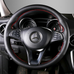 Rankomis siuvama automobilio vairo apdangalo pynė, skirta Mercedes Benz C E klasės C200 E300 CLA GLC260 GLA GLE, natūrali oda, interjeras mo00 black