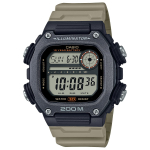 CASIO standartinis skaitmeninis laikrodis DW-291HX-5AV Vyri&scaron;kas Chaki spalvos ilgas dirželis, Pasaulio laikas, 20 ATM atsparumas vandeniui gray