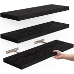 Medinės plaukiojančios lentynos Patvarūs ekspoziciniai stoveliai Augalų stovas Kabinamos sieninės lentynos Buitinės Black-3pcs