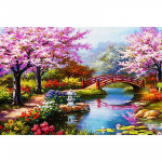 Deimantinis siuvinėjimas Pavasario peizažas ir tiltas Visas apvalus grąžtas Deimantinis dažymas kryželiu paveikslėlis 20X30CM