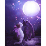 5D &bdquo;pasidaryk pats&ldquo; deimantinis siuvinėjimas deimantinis pie&scaron;imas purpurinis kačių siuvinėjimas kryželiu namų dekoras, dovanos gyvūnams rankdarbiai 20X30CM