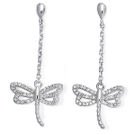 Les Tr&eacute;sors De Lily [K6670] - Boucles Argent 'Libellules' Blanc argent&eacute; (rhodi&eacute;) - 12x16 mm