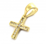 Les Tr&eacute;sors De Lily [M8769] - Pendentif Plaqu&eacute; Or 'Croix' blanc dor&eacute; - 9x9 mm auksas
