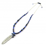 Les Tr&eacute;sors De Lily [N8265] - Collier sautoir 'Navajos' bleu argent&eacute; mėlyna