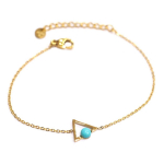 Les Tr&eacute;sors De Lily [Q1225] - Bracelet cr&eacute;ateur Acier 'Boho' turquoise dor&eacute; (triangle) - 9x9 mm turkis
