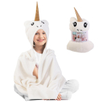 Les Tr&eacute;sors De Lily [R0035] - Plaid cr&eacute;ateur 'Licorne My Unicorn' blanc dor&eacute; - 110x90 cm