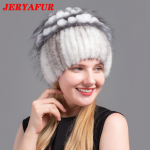 JERYAFUR audinės kailio kepurė Žieminė moteri&scaron;ka kailinė kepurė Natūrali triu&scaron;io rekso triu&scaron;io kailio kepurė Moteri&scaron;ka lapės kailio kepurė Nauja mada &Scaron;ilta slidinėjimo kepurė balta