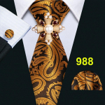 Barry.Wang kaklarai&scaron;tis su peralinės sagės segtuku vyrams Formalus Paisley kaklarai&scaron;tis Hanky ​​rankogalių sąsagų rinkinys GP-013
