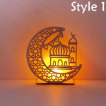 Ramadano dekoracijos &bdquo;pasidaryk pats&ldquo; medinės mėnulio LED žvakių lempos musulmonų islamo Eid Mubarako amatai papuo&scaron;alai &scaron;viesa