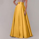 ZANZEA moteri&scaron;ki madingi A linijos satininiai sijonai Vasariniai kasdieniai Maxi ilgi sijonai XL geltona