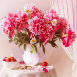 5D Deimantinis paveikslas Bijūnų Kalnų kri&scaron;tolas rinkinys I&scaron;pardavimas Deimantinis siuvinėjimas Gėlė Siuvinėjimas Kryželiu Mozaika Daisy Rankdarbiai Namų dekoras Full Round 20x20CM