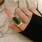 Foxanry aukso spalvos vestuviniai žiedai moterims Naujas mados kūrybi&scaron;kas dizainas Green Stone France Vintage Party Bride Juvelyrika as Shown auksas