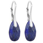 Lily-Crystal [R5990] - Dormeuses argent artisanales 'Mineralia' lapis lazuli argent&eacute; - 15x10 mm