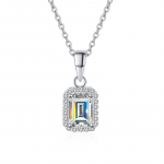 Bague Ringen Real 1CT Emerald Cut Moissanite Kaklo papuo&scaron;alas moterims 100% 925 Sidabras Platina Dengtas Vakarėlis Daili papuo&scaron;alai Dovana