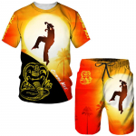 Vasaros &bdquo;Cobra Kai&ldquo; 3D marginti mar&scaron;kinėliai / &scaron;ortai / kostiumas, vyri&scaron;kas sporti&scaron;kas komplektas trumpomis rankovėmis, laisvalaikio hiphopo sportinė apranga, 2 dalių sportinis kostiumas 6XL
