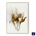 &Scaron;iaurės &scaron;alių auksinė abstrakčių lapų gėlė sienų menas drobė &Scaron;iuolaikinės tapybos plakato spausdinimo sienos paveikslėlis gyvenamojo kambario namų dekoravimui 21cm&times;30cm NoFrame