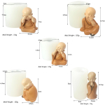 3D budistų vienuolio silikoninė forma &bdquo;Pasidaryk pats&ldquo; rankų darbo naujoko vienuolio formos gipso, molio, žvakių gamybos forma Budos statulėlės amatai Dekoravimas