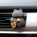 &bdquo;Lucky Cat&ldquo; automobilio oro gaiviklio kvapų difuzorius, dervos meno automobilio oro kondicionieriaus i&scaron;leidimo angos kvepalų spaustukas automobilio salonui juoda
