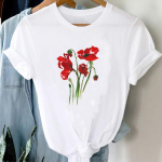 (Azijos dydis)Mar&scaron;kinėliai Top Flower Lovely Trend 90-ųjų madingi mar&scaron;kinėliai Moteri&scaron;ki spausdinti drabužiai Laisvalaikiai trumpomis rankovėmis moteri&scaron;ki grafiniai mar&scaron;kinėliai S