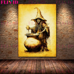 Kaimo raganos ir burtininkai Retro sienų menas Aliejinė tapyba Juodoji magija ir burtininkystė fantazijos meno plakatas 21cm&times;30cm NoFrame